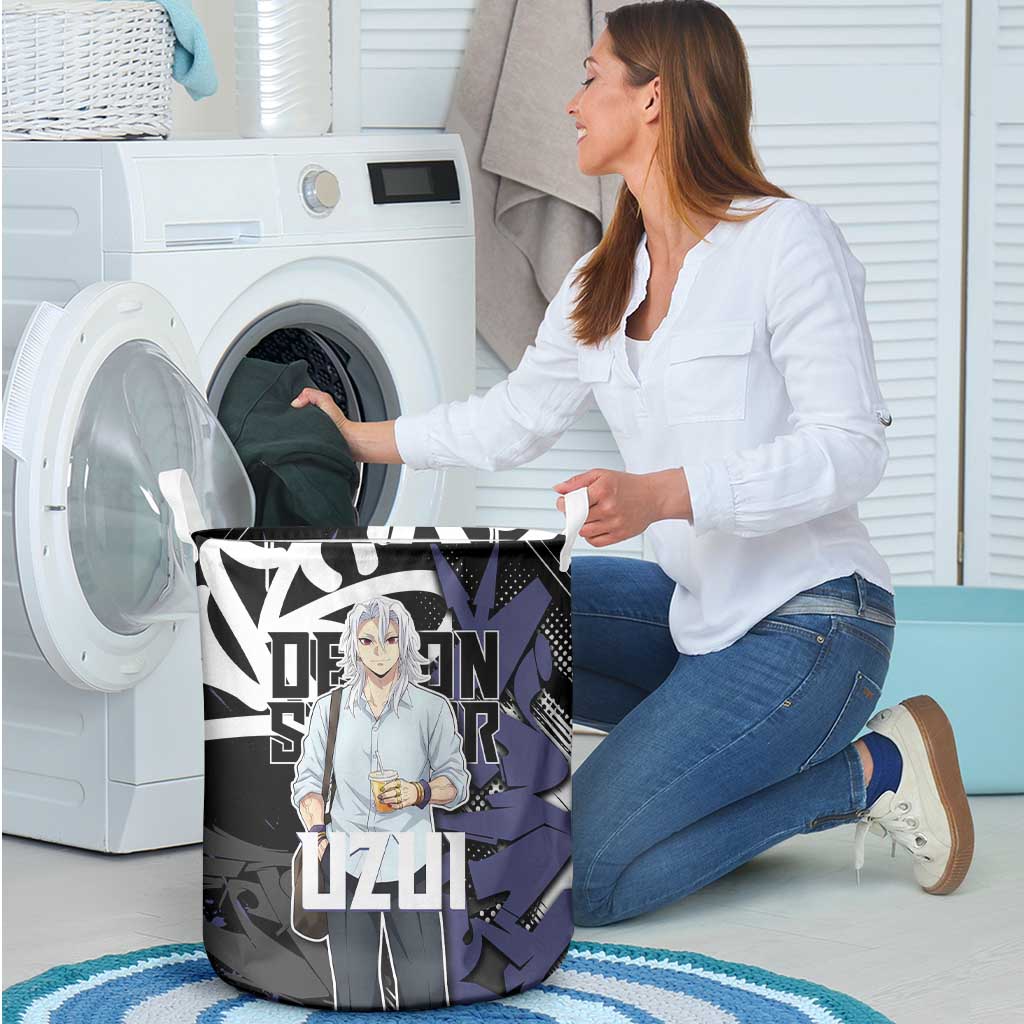Uzui Tengen Demon Slayer Laundry Basket Purple & Black Graffiti Anime