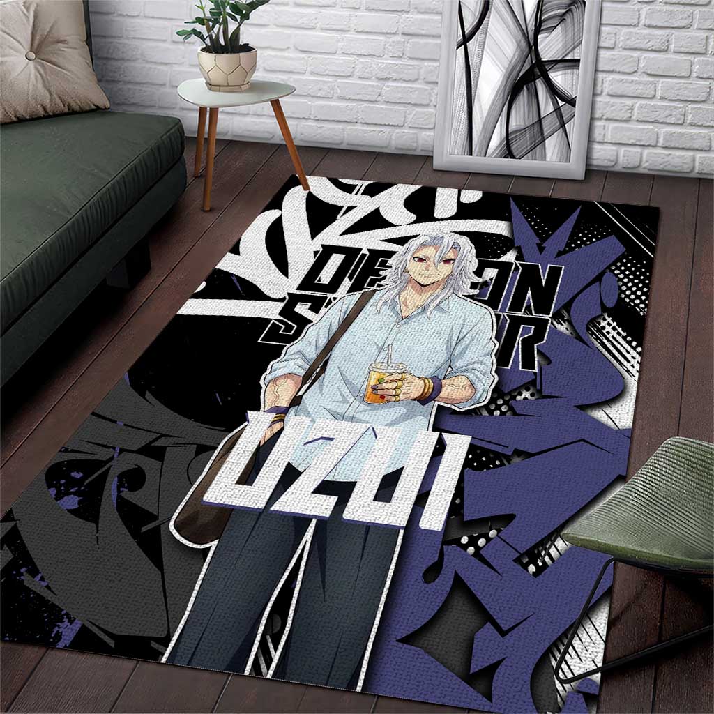 Uzui Tengen Demon Slayer Area Rug Purple & Black Graffiti Anime