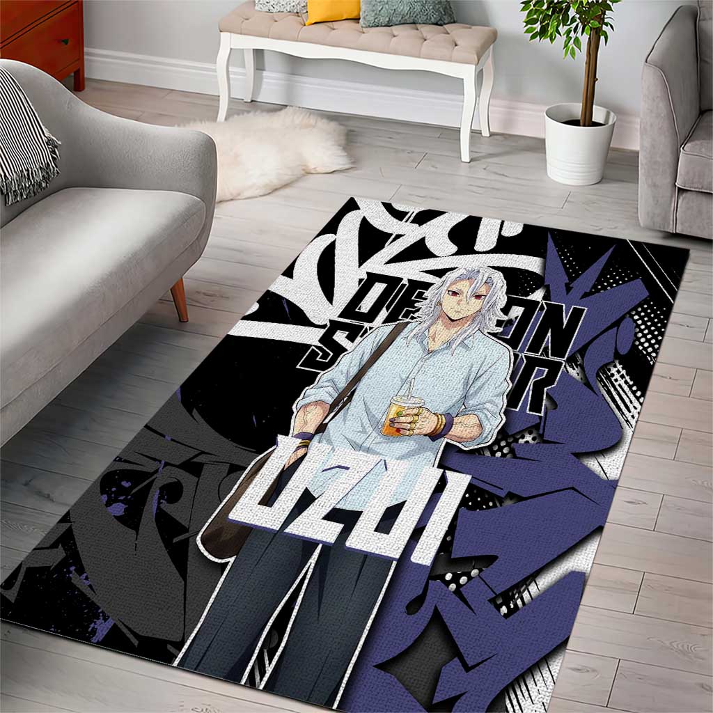 Uzui Tengen Demon Slayer Area Rug Purple & Black Graffiti Anime