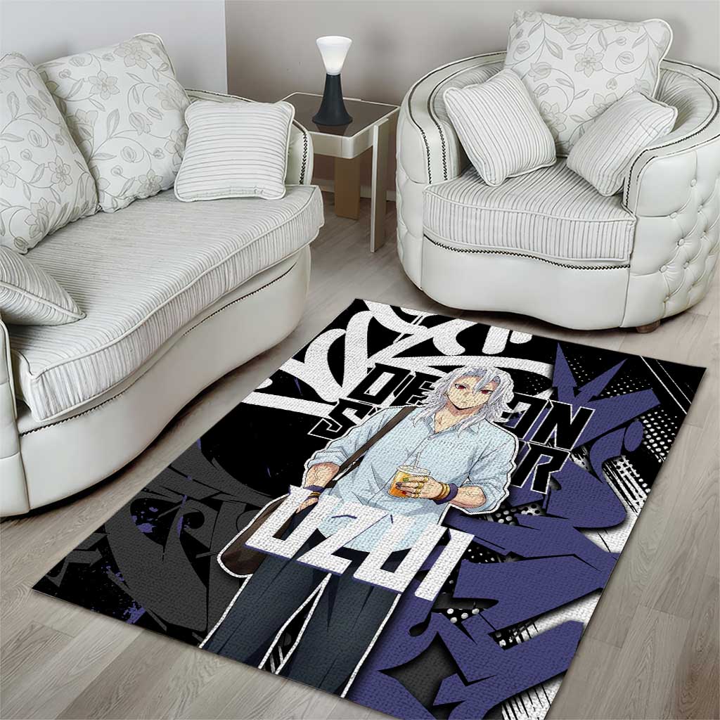 Uzui Tengen Demon Slayer Area Rug Purple & Black Graffiti Anime