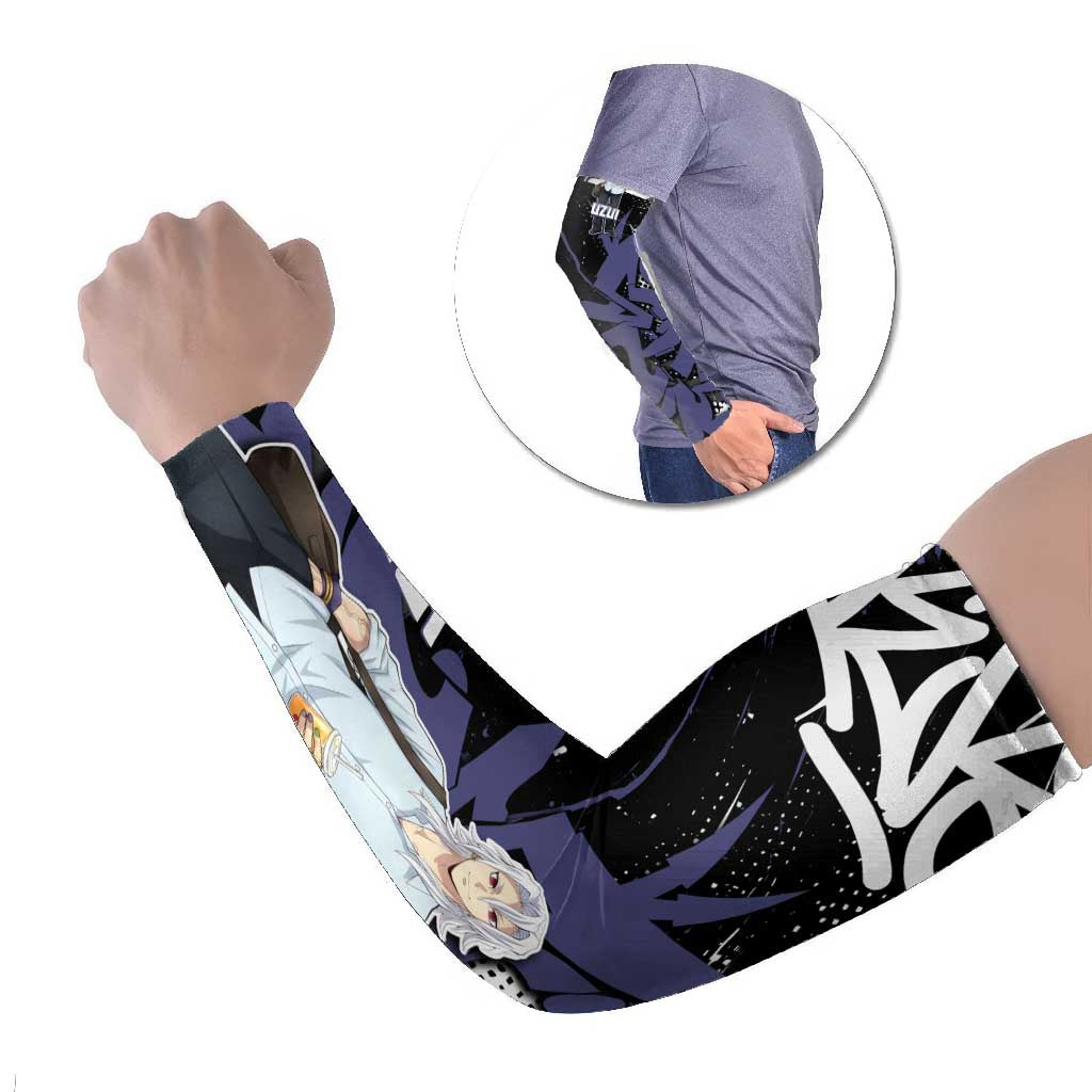 Uzui Tengen Demon Slayer Arm Sleeves Purple & Black Graffiti Anime