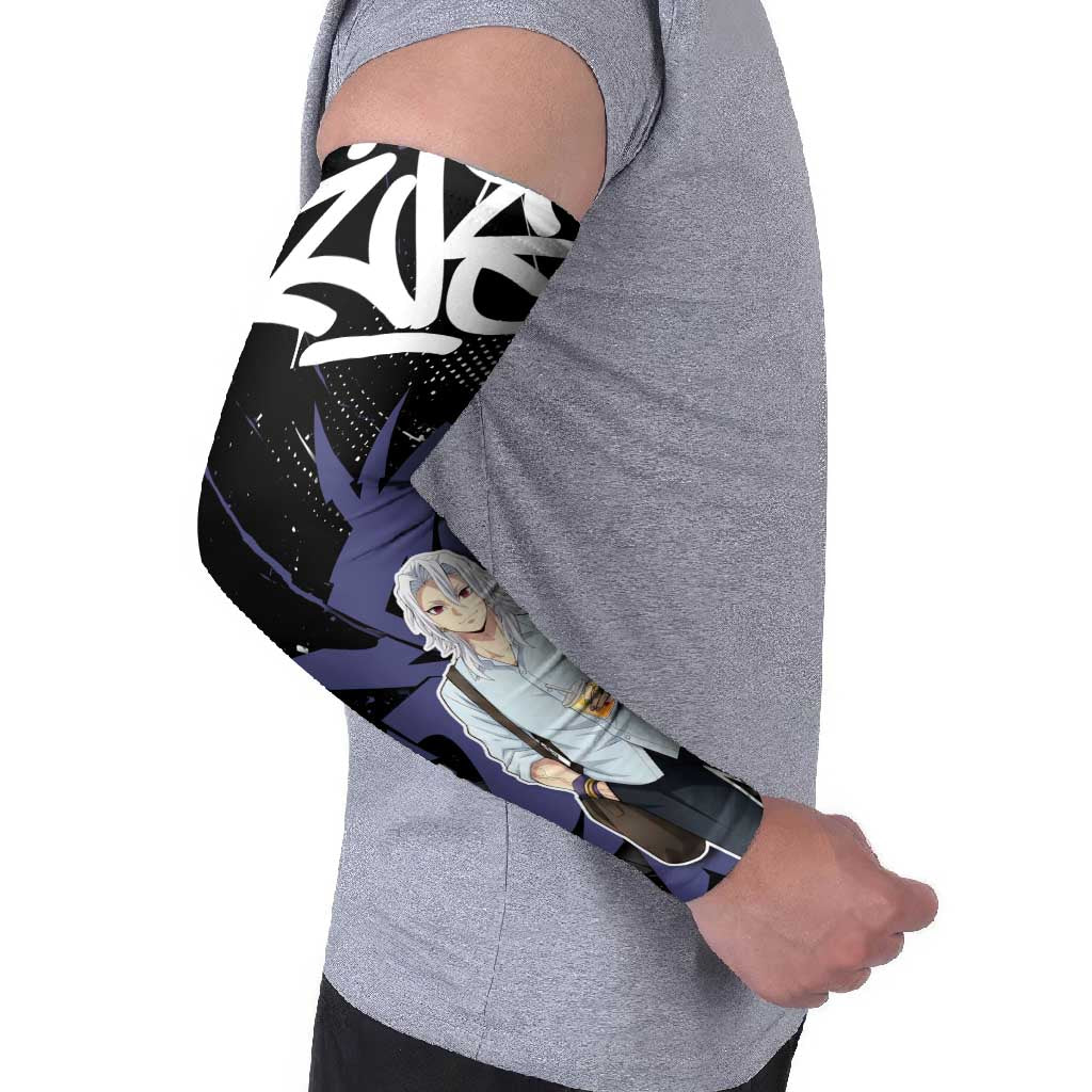 Uzui Tengen Demon Slayer Arm Sleeves Purple & Black Graffiti Anime