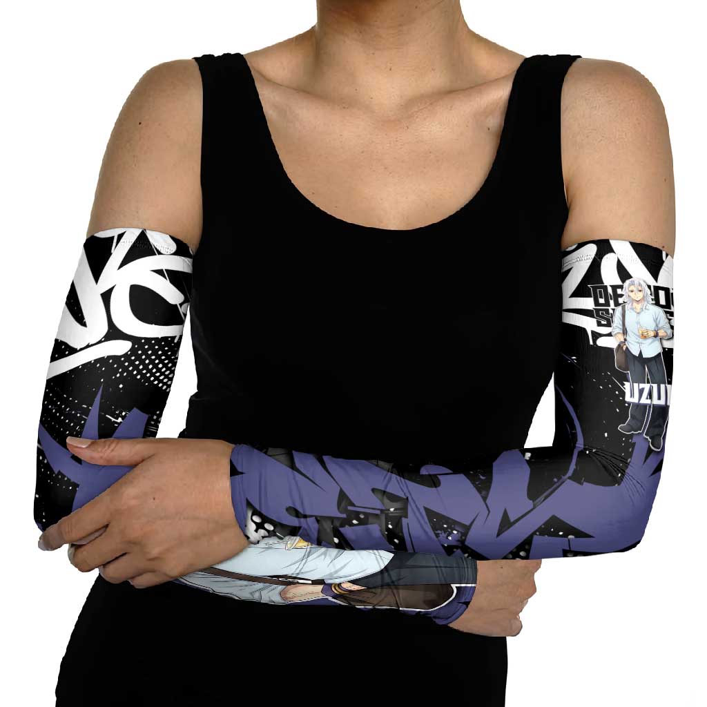 Uzui Tengen Demon Slayer Arm Sleeves Purple & Black Graffiti Anime