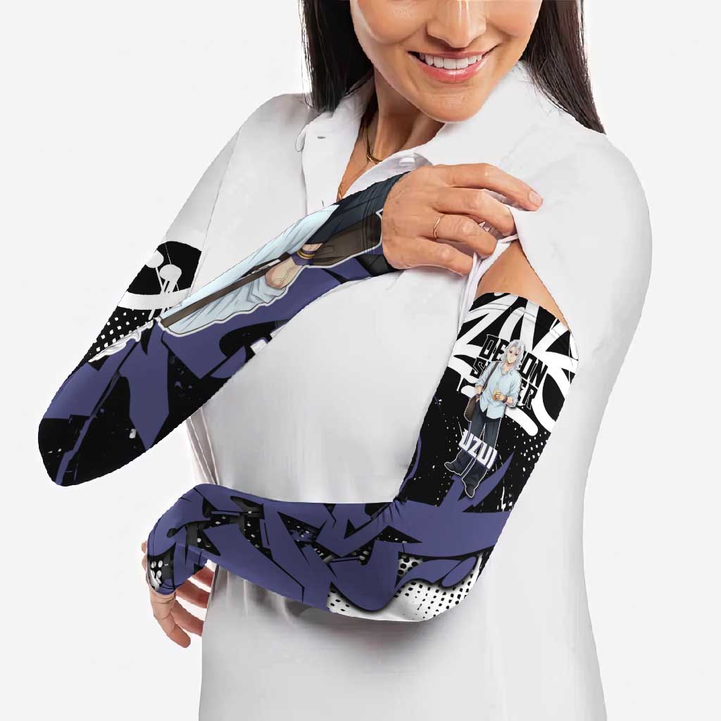 Uzui Tengen Demon Slayer Arm Sleeves Purple & Black Graffiti Anime