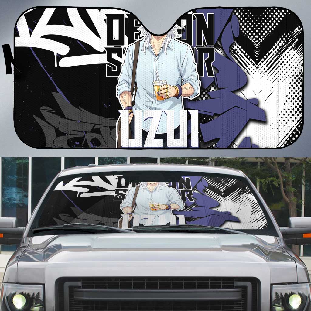 Uzui Tengen Demon Slayer Auto Sun Shade Purple & Black Graffiti Anime
