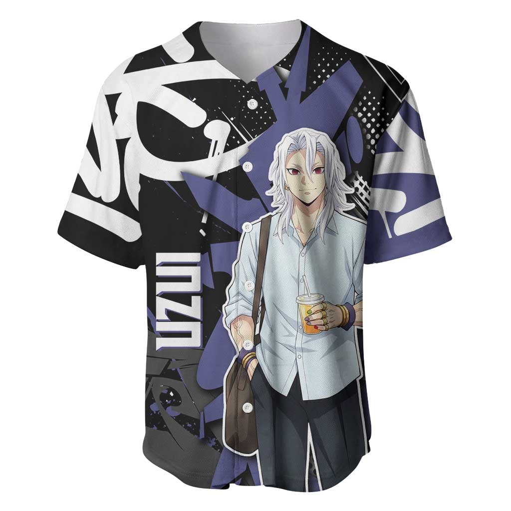 Uzui Tengen Demon Slayer Baseball Jersey Purple & Black Graffiti Anime