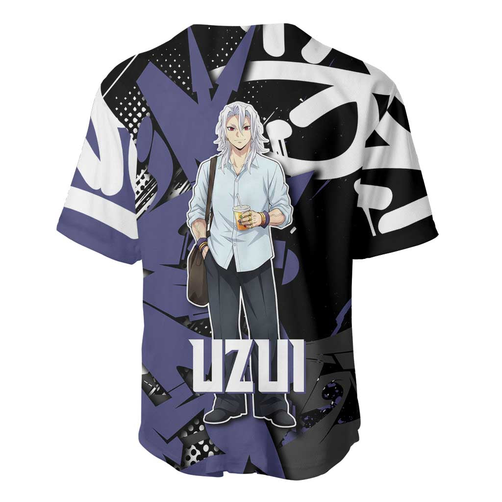 Uzui Tengen Demon Slayer Baseball Jersey Purple & Black Graffiti Anime