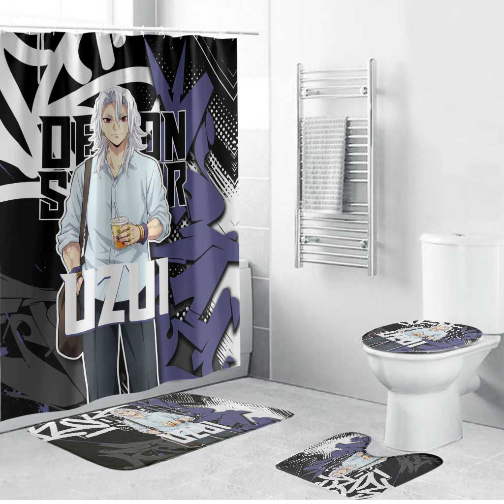 Uzui Tengen Demon Slayer Bathroom Set Purple & Black Graffiti Anime