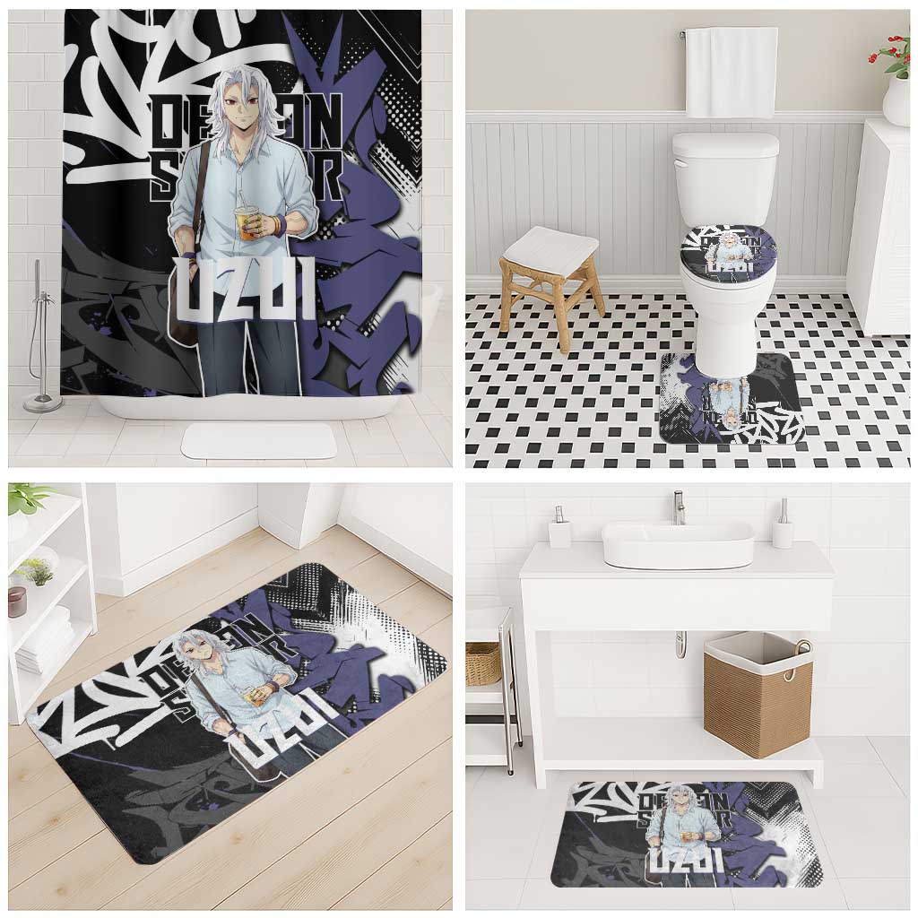 Uzui Tengen Demon Slayer Bathroom Set Purple & Black Graffiti Anime