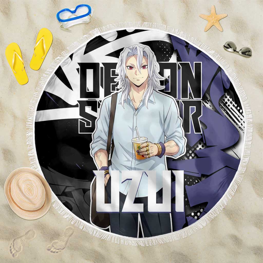 Uzui Tengen Demon Slayer Beach Blanket Purple & Black Graffiti Anime