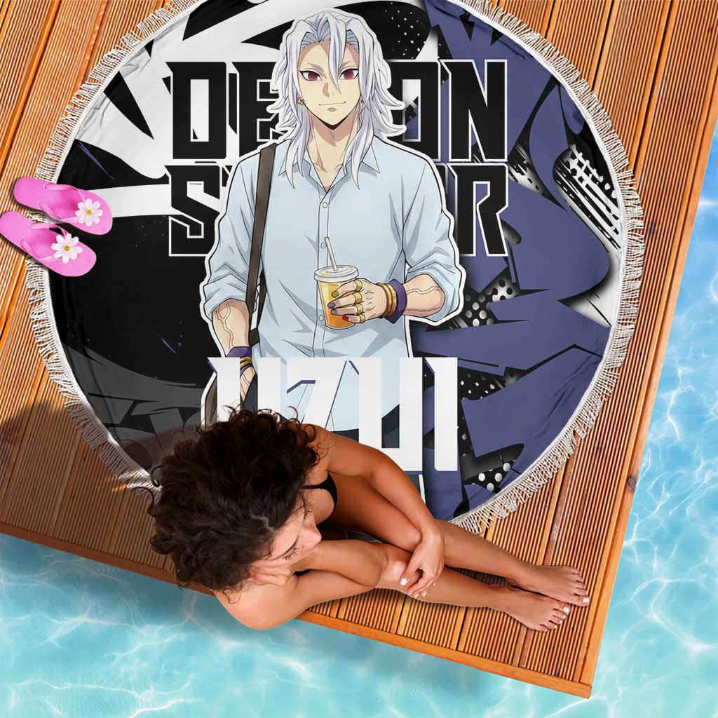 Uzui Tengen Demon Slayer Beach Blanket Purple & Black Graffiti Anime