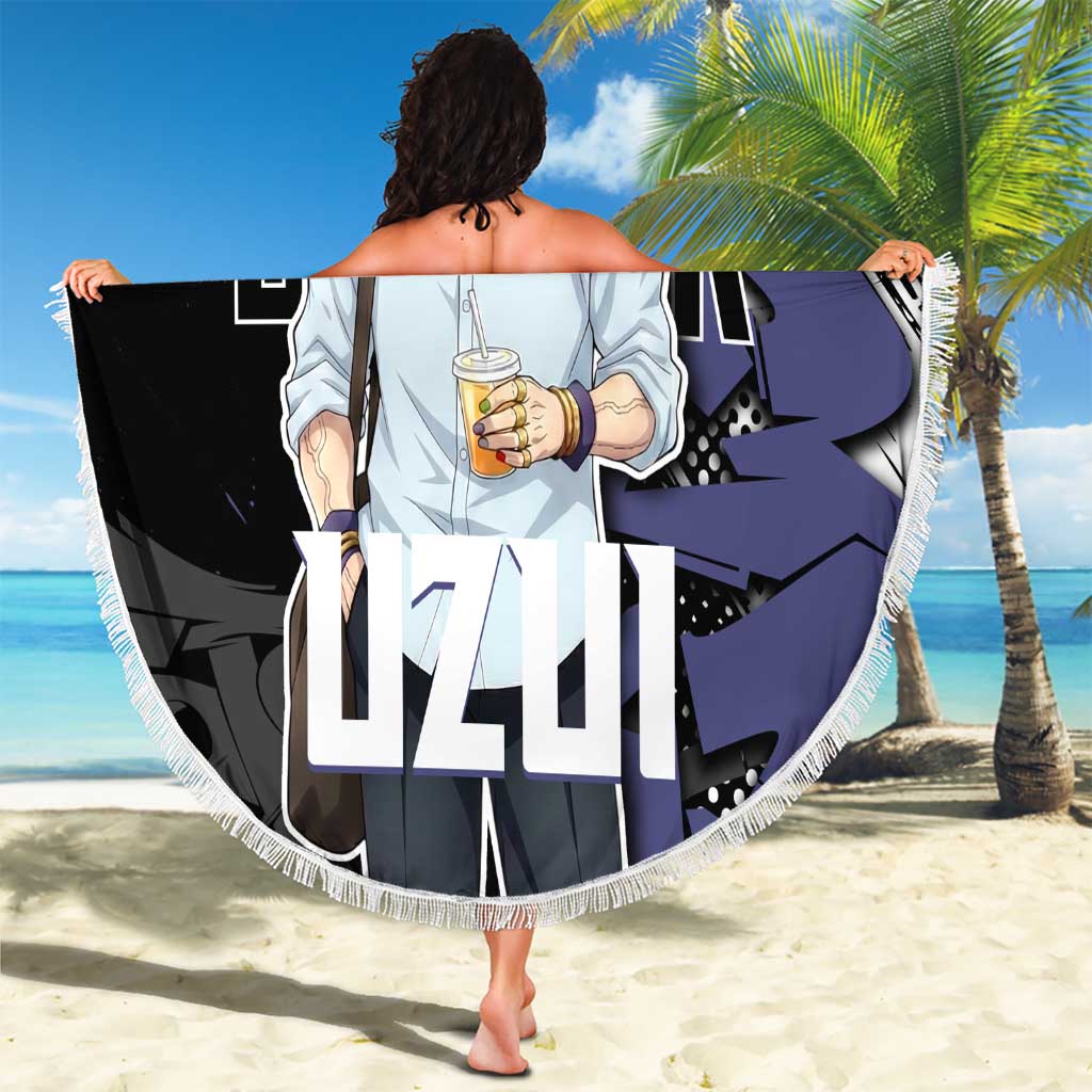 Uzui Tengen Demon Slayer Beach Blanket Purple & Black Graffiti Anime