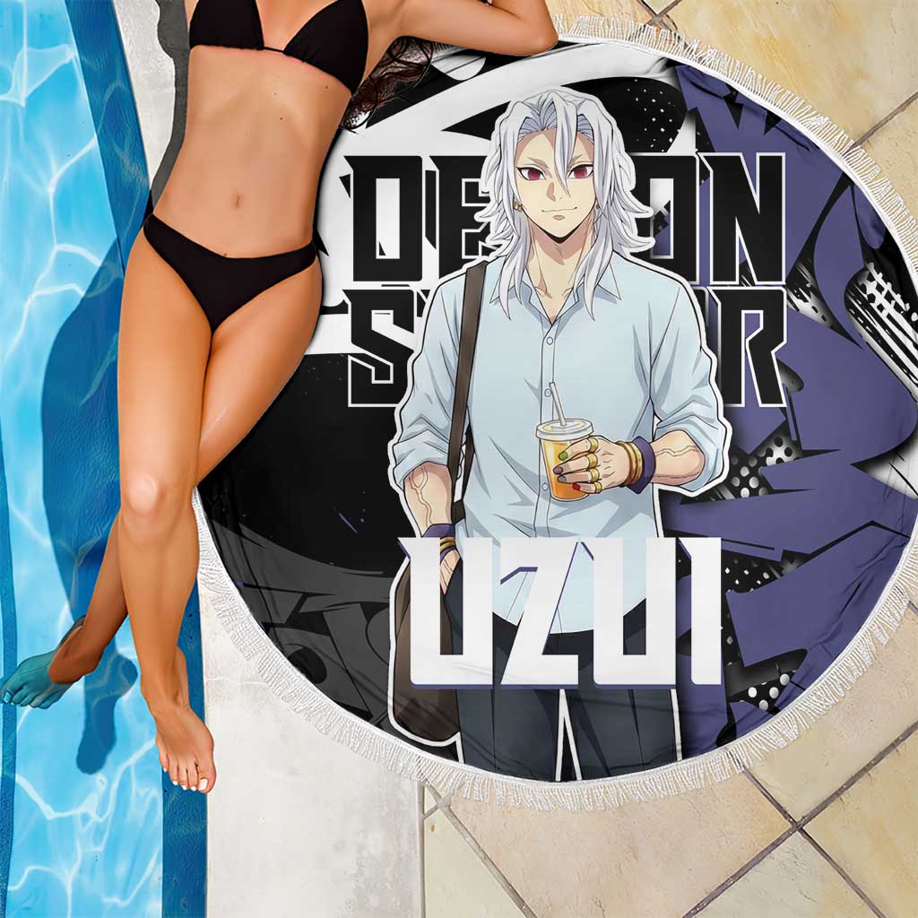 Uzui Tengen Demon Slayer Beach Blanket Purple & Black Graffiti Anime