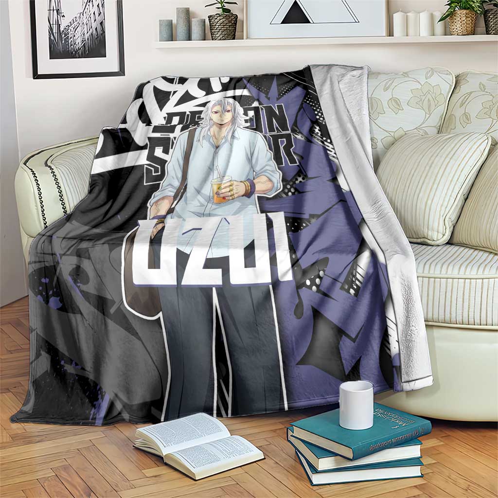 Uzui Tengen Demon Slayer Blanket Purple & Black Graffiti Anime