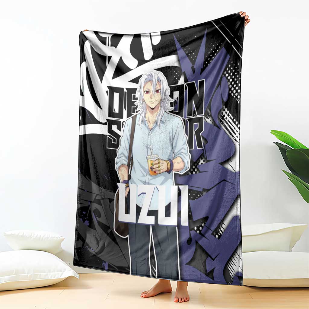Uzui Tengen Demon Slayer Blanket Purple & Black Graffiti Anime