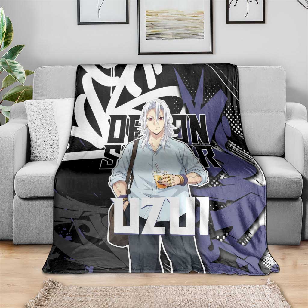 Uzui Tengen Demon Slayer Blanket Purple & Black Graffiti Anime