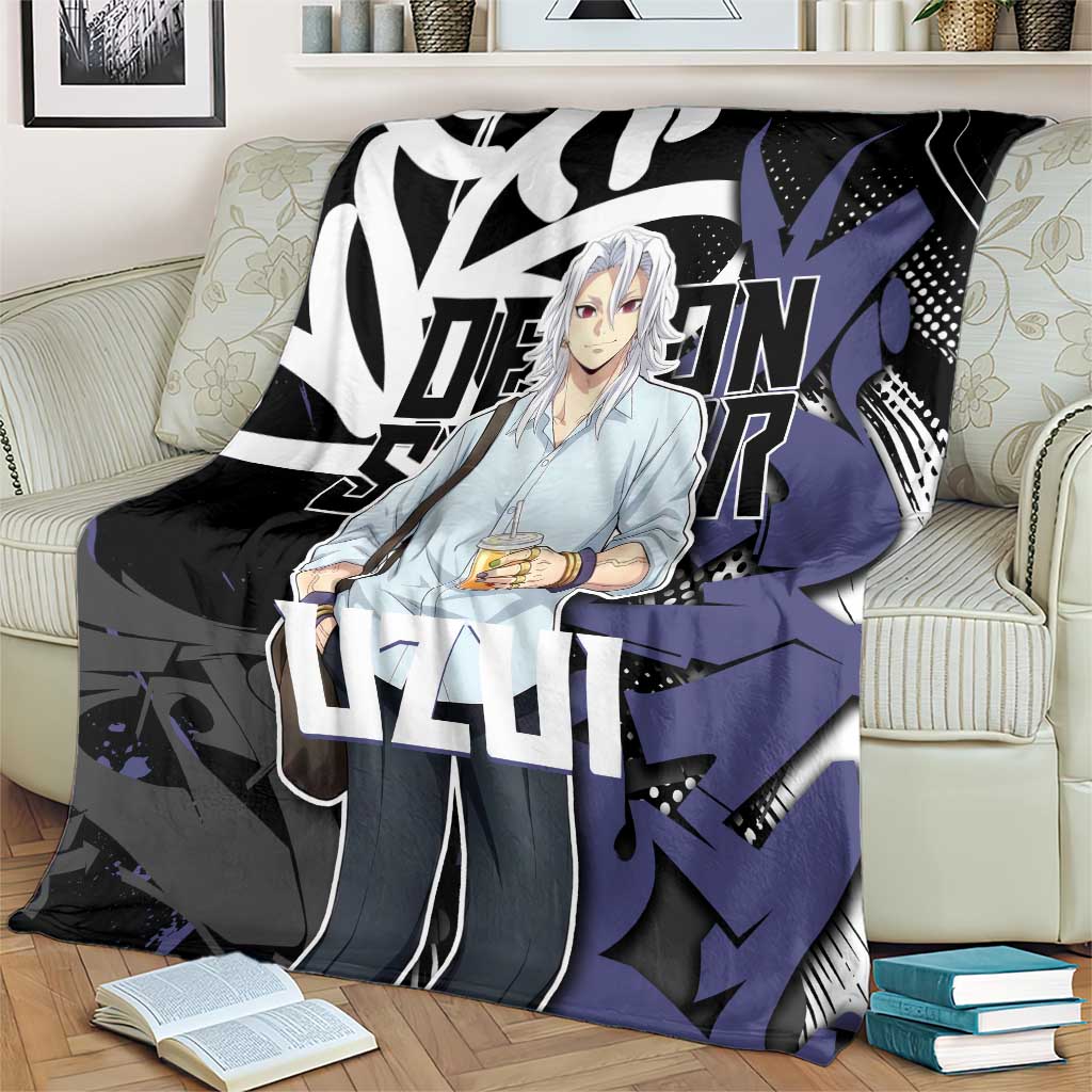 Uzui Tengen Demon Slayer Blanket Purple & Black Graffiti Anime
