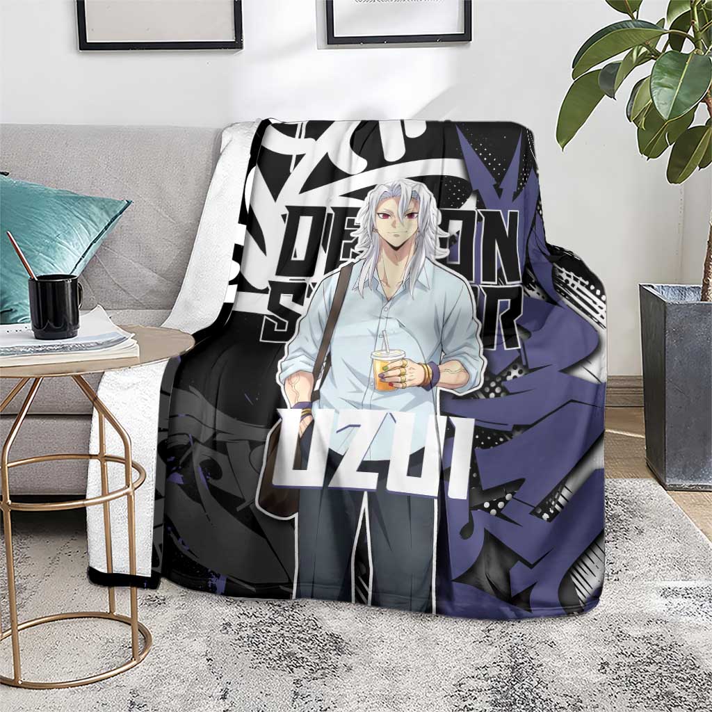 Uzui Tengen Demon Slayer Blanket Purple & Black Graffiti Anime