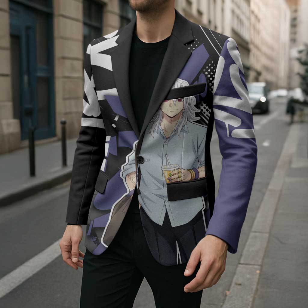 Uzui Tengen Demon Slayer Blazer Purple & Black Graffiti Anime