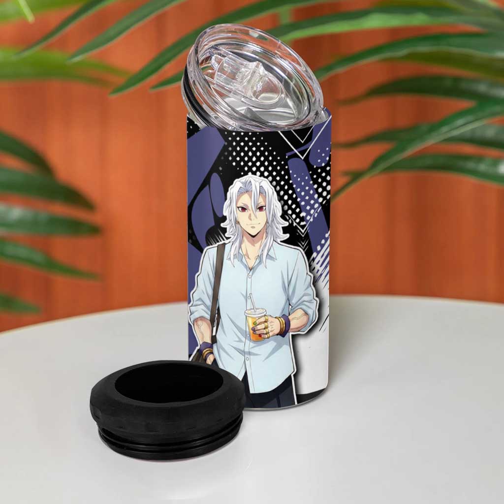 Uzui Tengen Demon Slayer 4 in 1 Can Cooler Tumbler Purple & Black Graffiti Anime