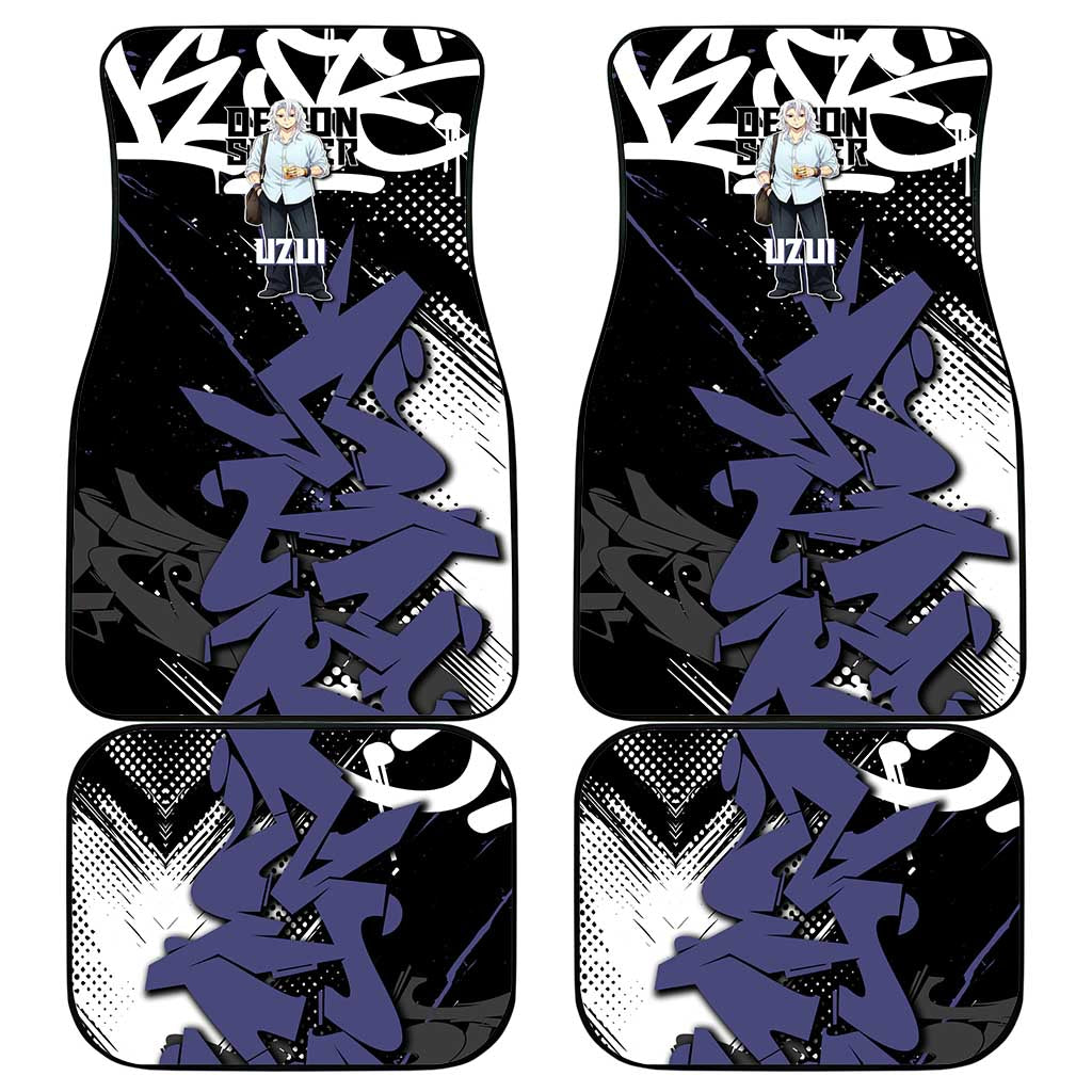 Uzui Tengen Demon Slayer Car Mats Purple & Black Graffiti Anime