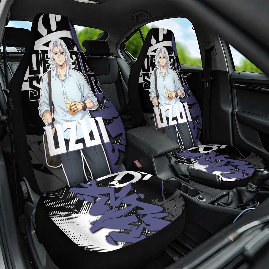 Uzui Tengen Demon Slayer Car Seat Cover Purple & Black Graffiti Anime