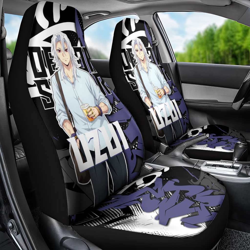Uzui Tengen Demon Slayer Car Seat Cover Purple & Black Graffiti Anime