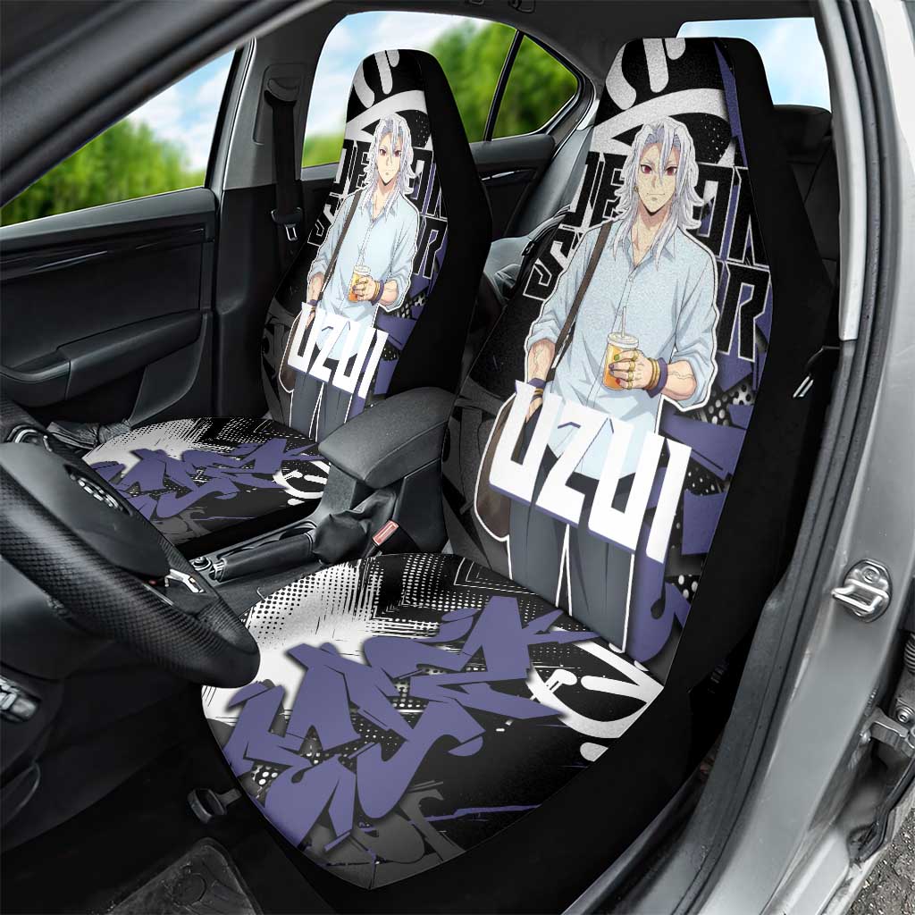 Uzui Tengen Demon Slayer Car Seat Cover Purple & Black Graffiti Anime