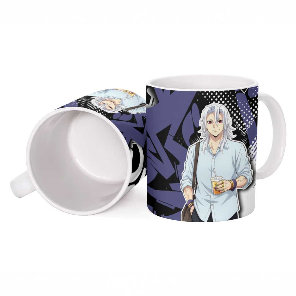 Uzui Tengen Demon Slayer Ceramic Mug Purple & Black Graffiti Anime