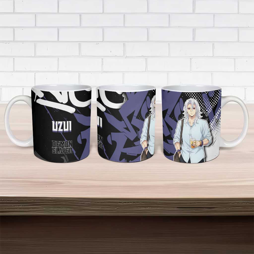 Uzui Tengen Demon Slayer Ceramic Mug Purple & Black Graffiti Anime