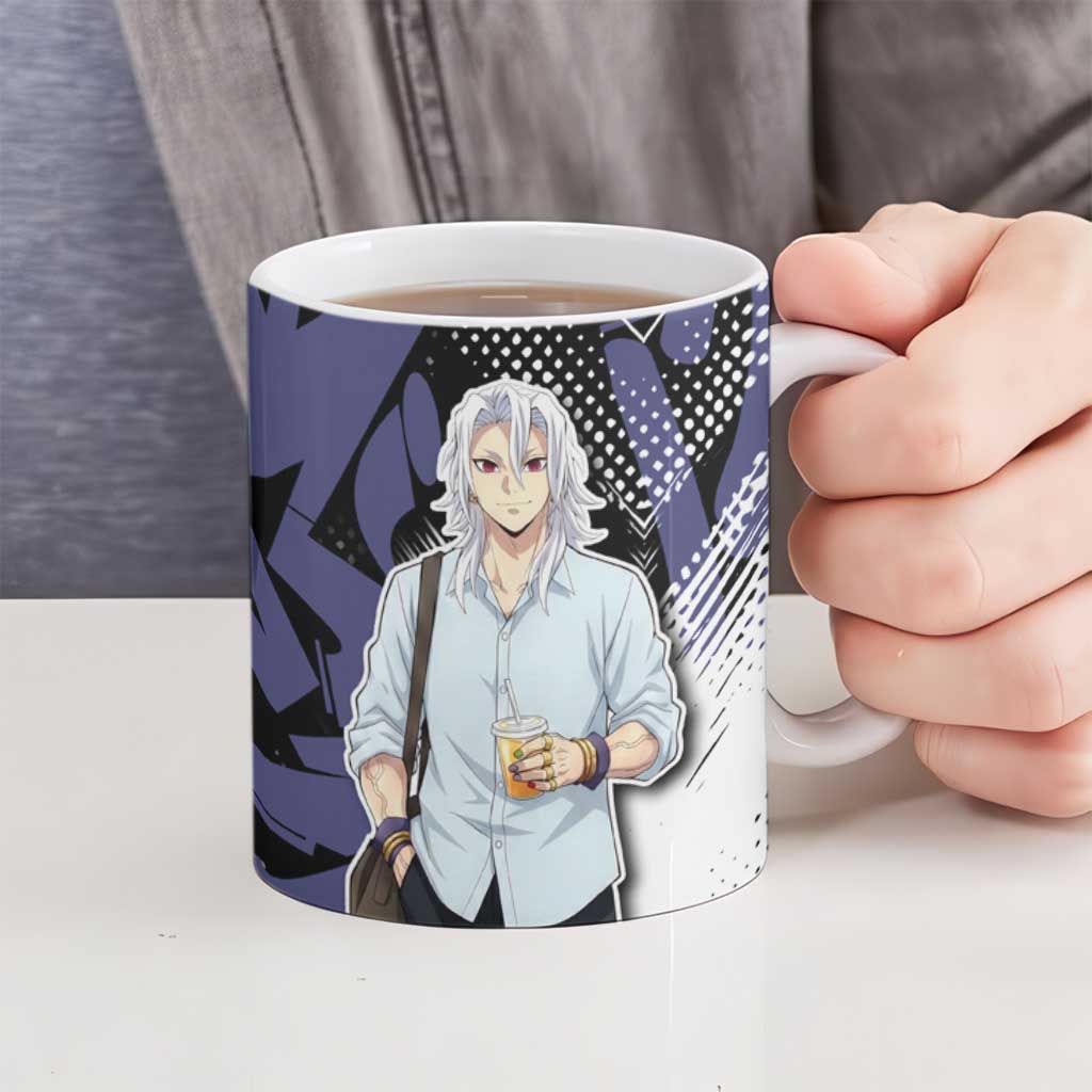 Uzui Tengen Demon Slayer Ceramic Mug Purple & Black Graffiti Anime