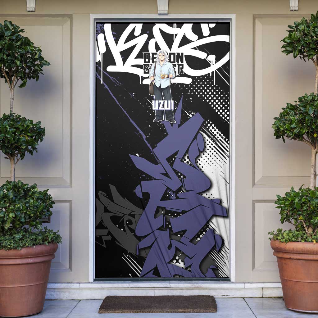 Uzui Tengen Demon Slayer Door Cover Purple & Black Graffiti Anime