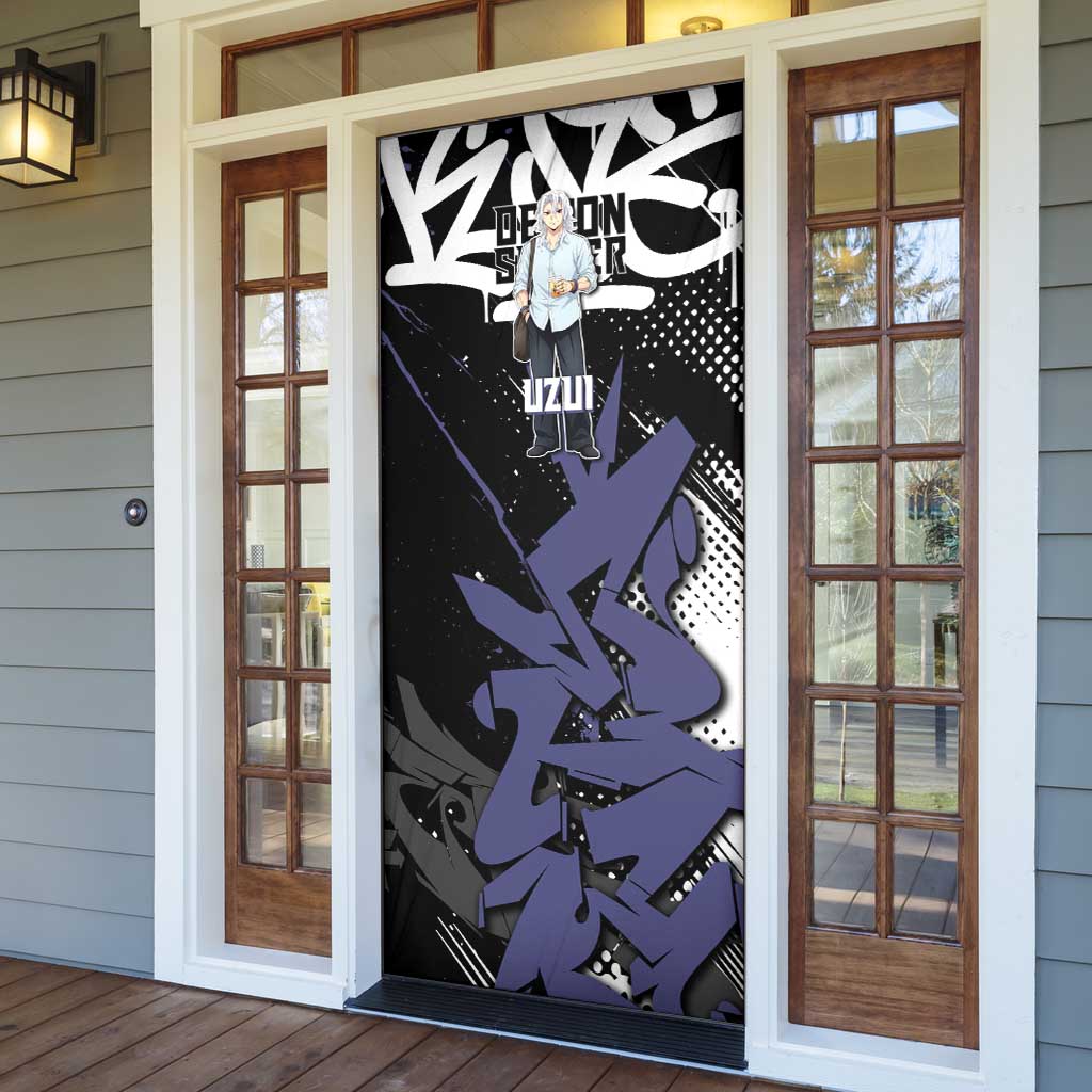 Uzui Tengen Demon Slayer Door Cover Purple & Black Graffiti Anime