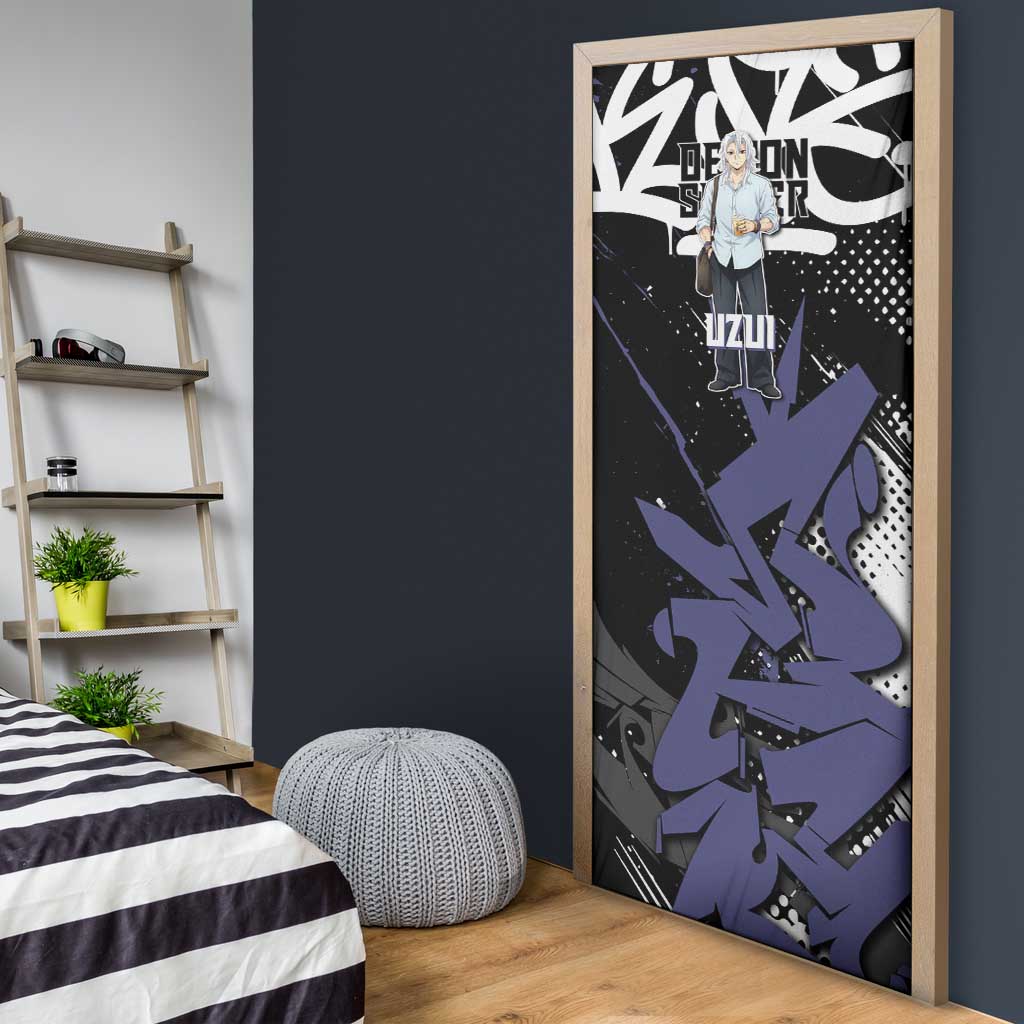 Uzui Tengen Demon Slayer Door Cover Purple & Black Graffiti Anime