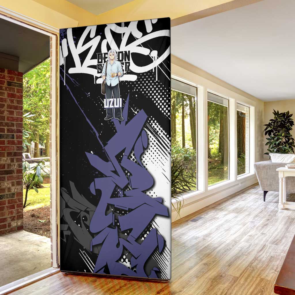 Uzui Tengen Demon Slayer Door Cover Purple & Black Graffiti Anime