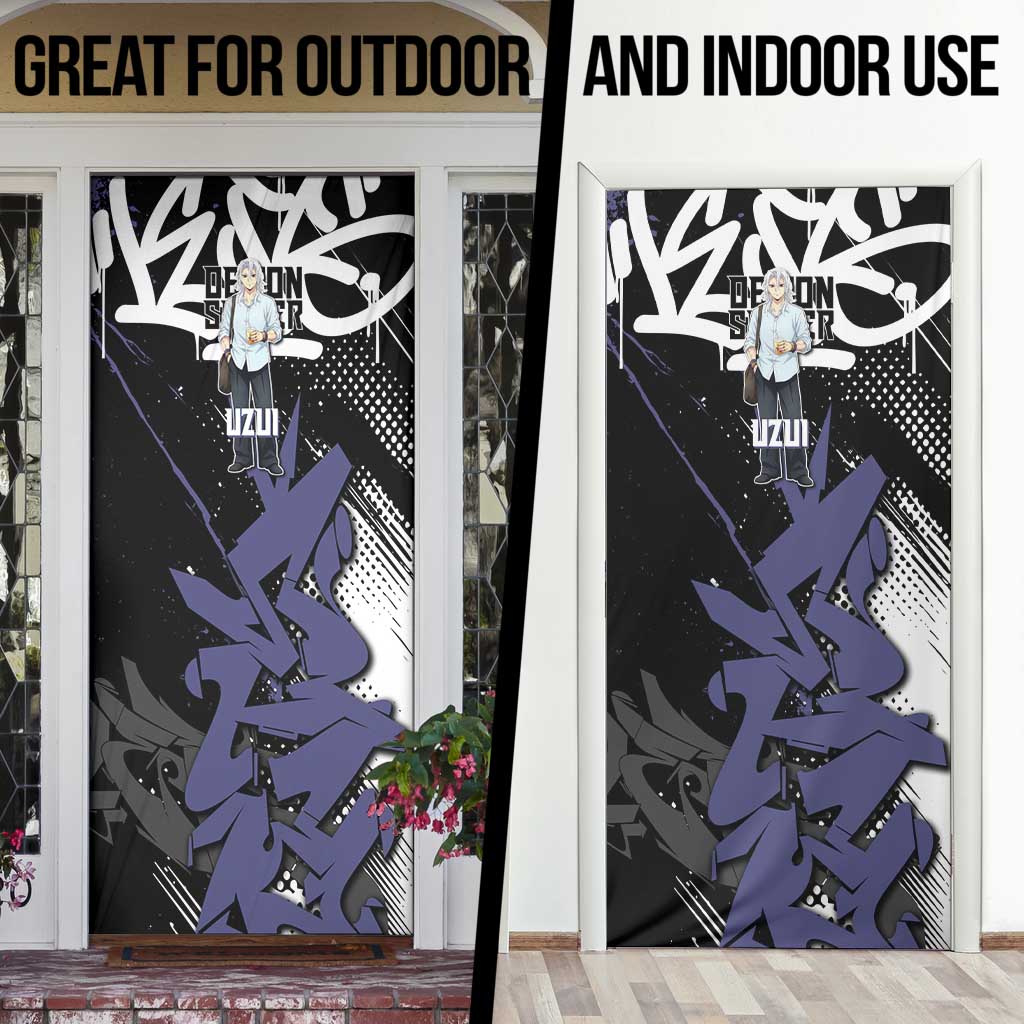 Uzui Tengen Demon Slayer Door Cover Purple & Black Graffiti Anime