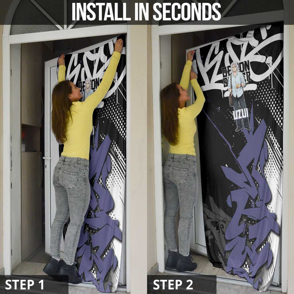 Uzui Tengen Demon Slayer Door Cover Purple & Black Graffiti Anime