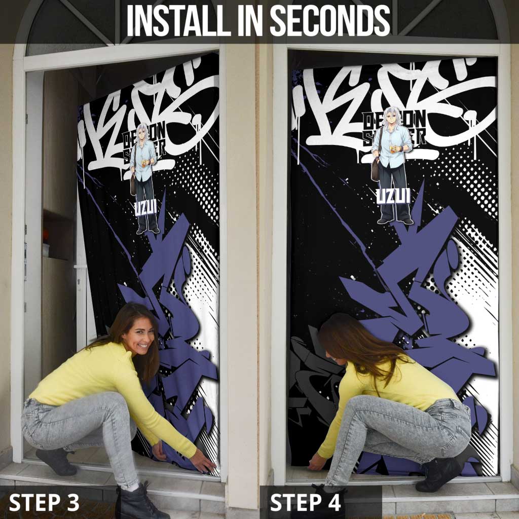 Uzui Tengen Demon Slayer Door Cover Purple & Black Graffiti Anime