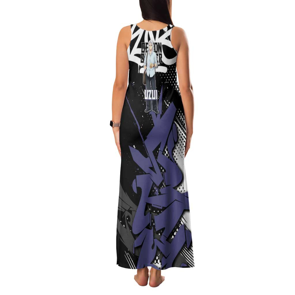 Uzui Tengen Demon Slayer Family Matching Tank Maxi Dress and Hawaiian Shirt Purple & Black Graffiti Anime