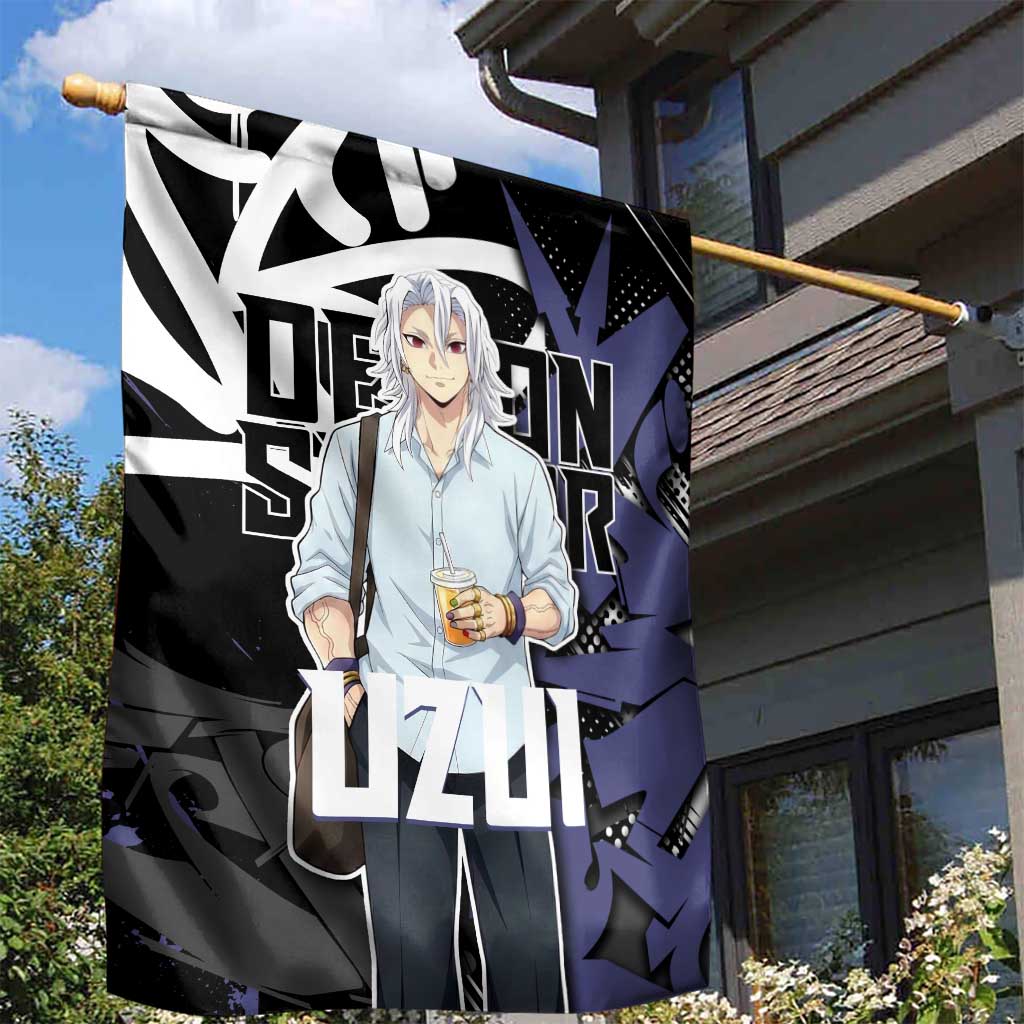 Uzui Tengen Demon Slayer Garden Flag Purple & Black Graffiti Anime