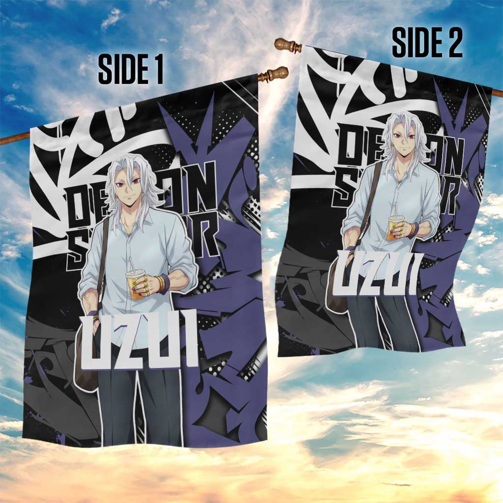 Uzui Tengen Demon Slayer Garden Flag Purple & Black Graffiti Anime