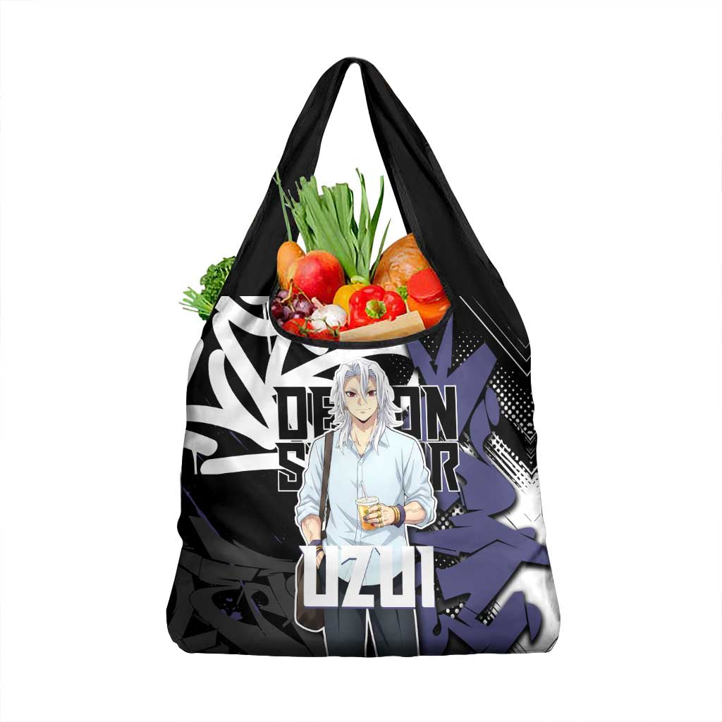 Uzui Tengen Demon Slayer Grocery Bag Purple & Black Graffiti Anime