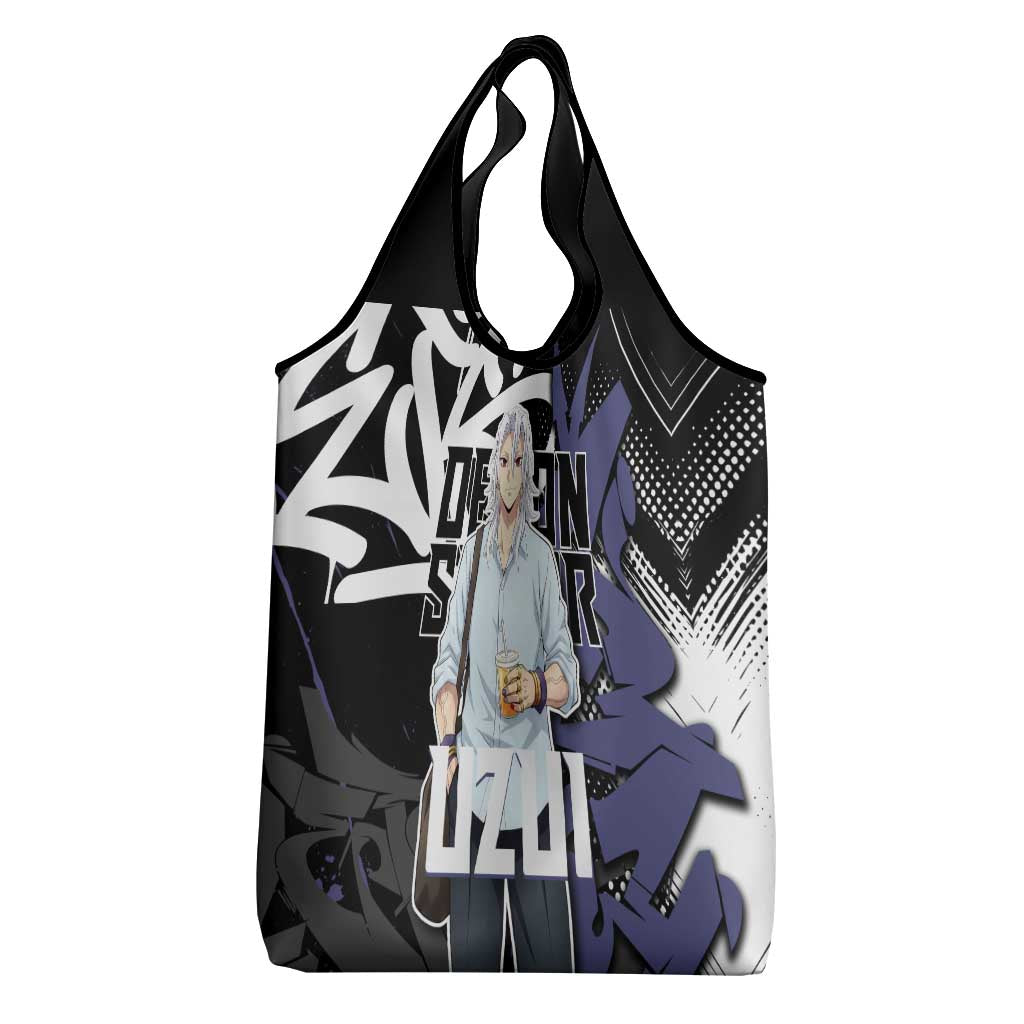 Uzui Tengen Demon Slayer Grocery Bag Purple & Black Graffiti Anime