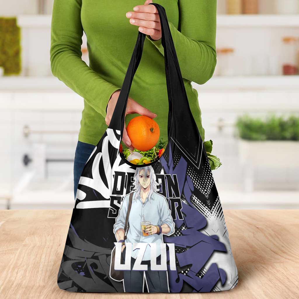 Uzui Tengen Demon Slayer Grocery Bag Purple & Black Graffiti Anime