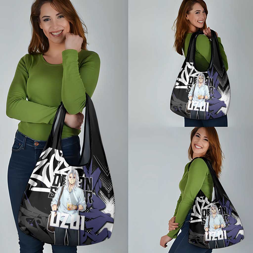 Uzui Tengen Demon Slayer Grocery Bag Purple & Black Graffiti Anime