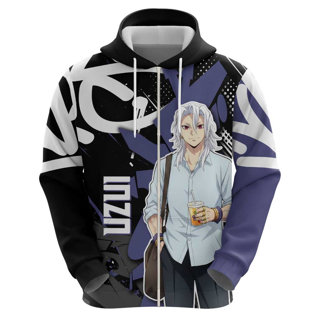 Uzui Tengen Demon Slayer Hoodie Purple & Black Graffiti Anime