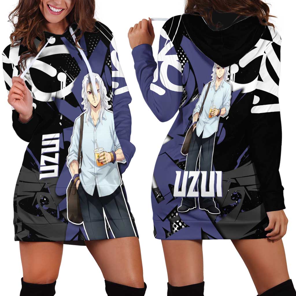 Uzui Tengen Demon Slayer Hoodie Dress Purple & Black Graffiti Anime