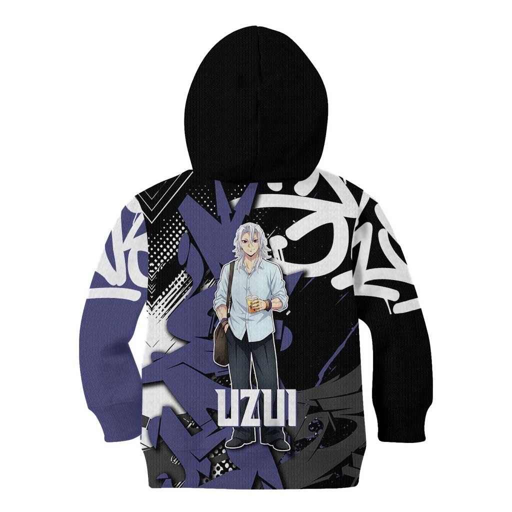 Uzui Tengen Demon Slayer Kid Hoodie Purple & Black Graffiti Anime