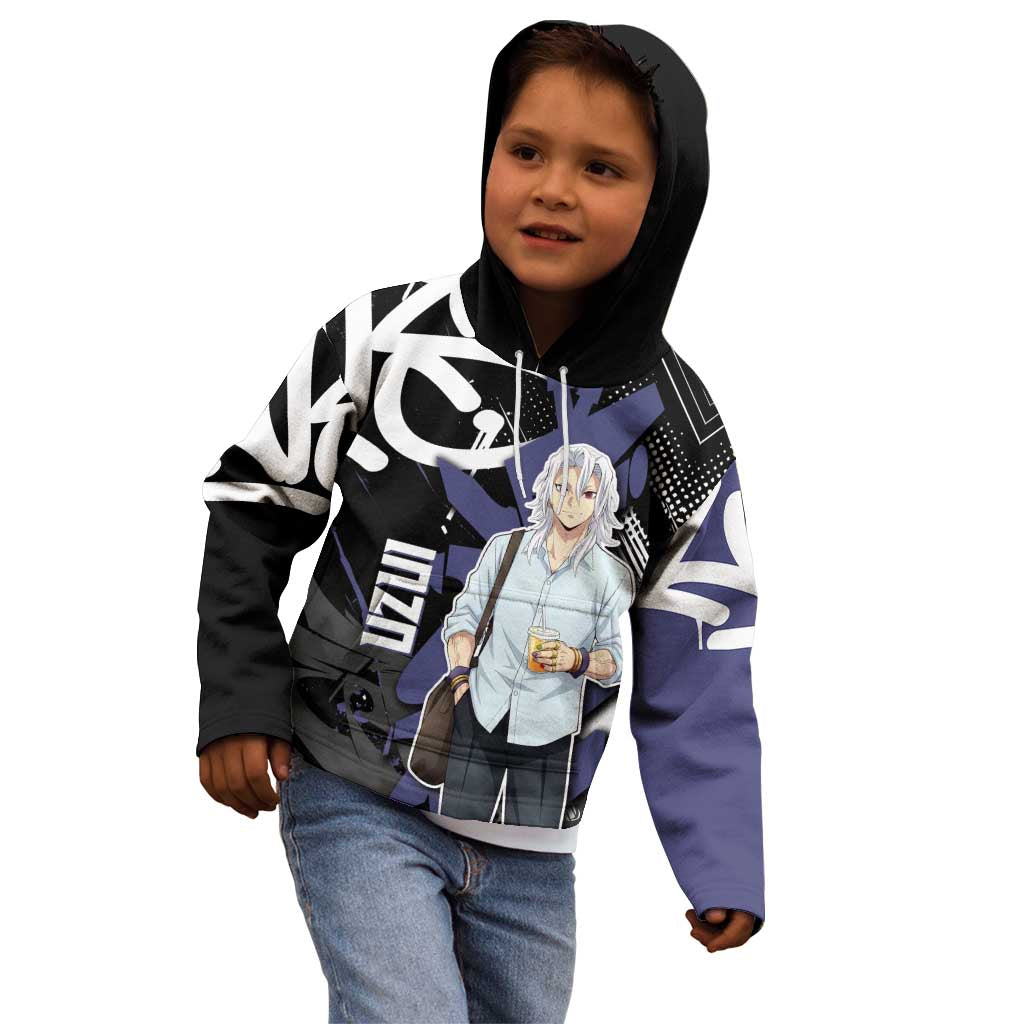 Uzui Tengen Demon Slayer Kid Hoodie Purple & Black Graffiti Anime