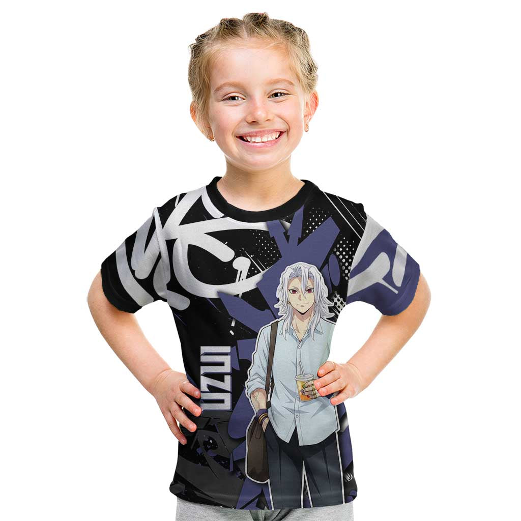 Uzui Tengen Demon Slayer Kid T Shirt Purple & Black Graffiti Anime
